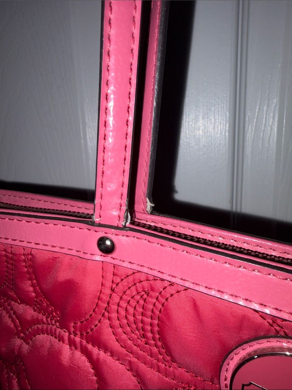 Coach Y2K Fuchsia Quilted Nylon Monogram Tote Bag - Picture 11 of 15